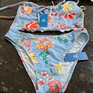 Cupshe Light Blue Floral Bikini Set